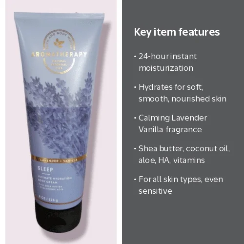 Bath & Body Works, Body Cream, Lavender Vanilla, 24H Moisture
