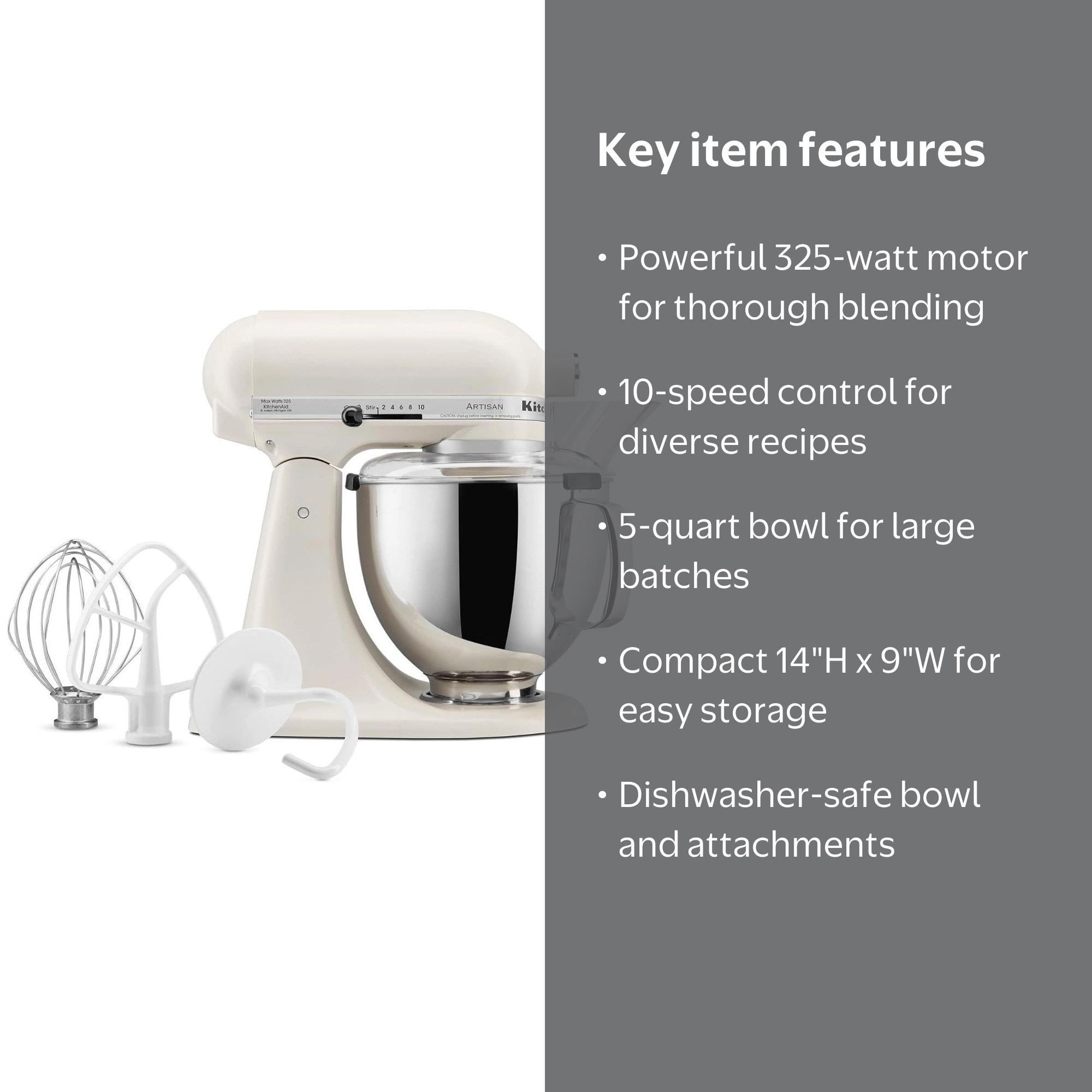 KitchenAid Artisan 5 Qt Stand Mixer, Porcelain White, Tilt-Head