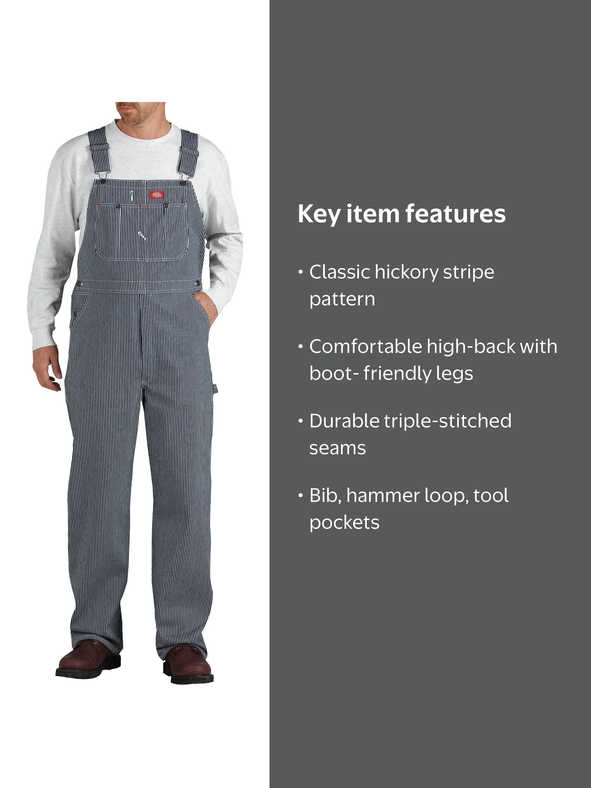 Dickies Men's and Big Men's Hickory Striped Bib Overalls - Walmart.com