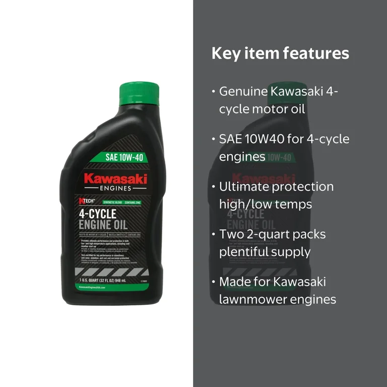 Kawasaki SAE 10W40 4 Cycle ATV Engine Motor Oil, 2 Quarts Pack