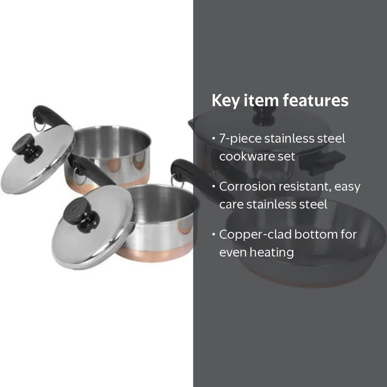 Revere Ware, Stainless Steel Cookware Set, 7-Piece, Copper-Clad