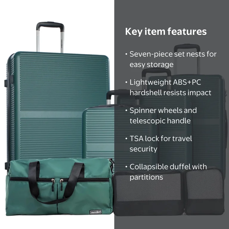 TRIPCOMP 7-Piece Hardside Luggage Set, Lightweight Spinner