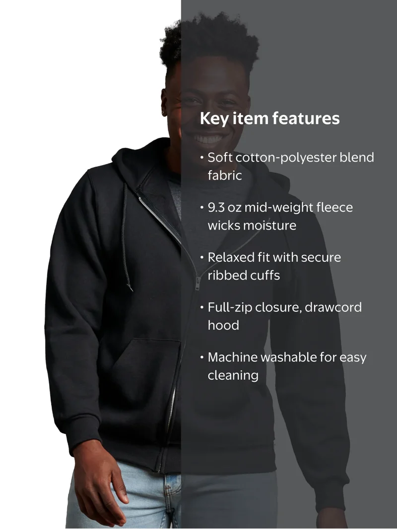 Russell Athletic Men's Dri-Power Fleece Full-Zip Hoodie Sweatshirt