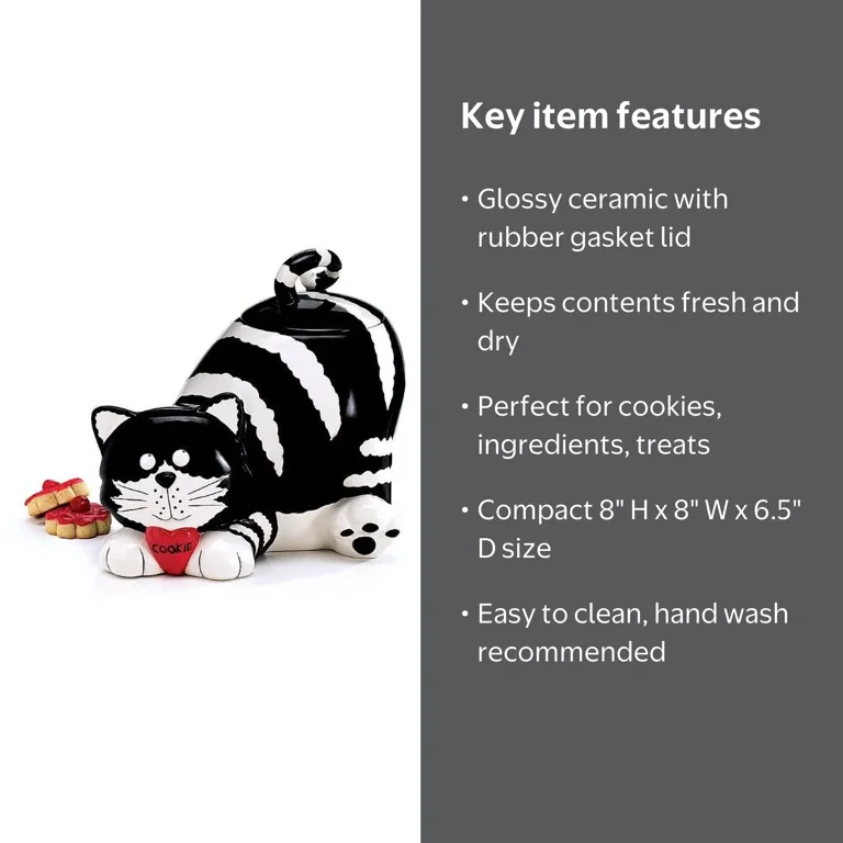 burton + BURTON White Ceramic Cat Cookie Food Storage Jar