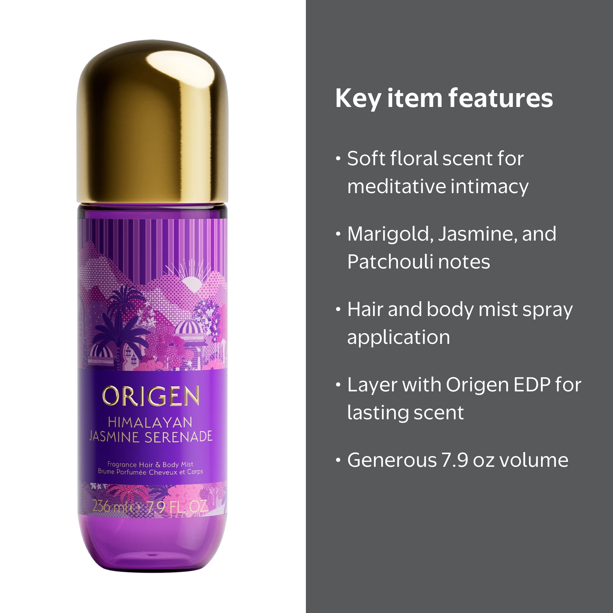 Origen Himalayan Jasmine Serenade Hair and Body Mist, a Soft and