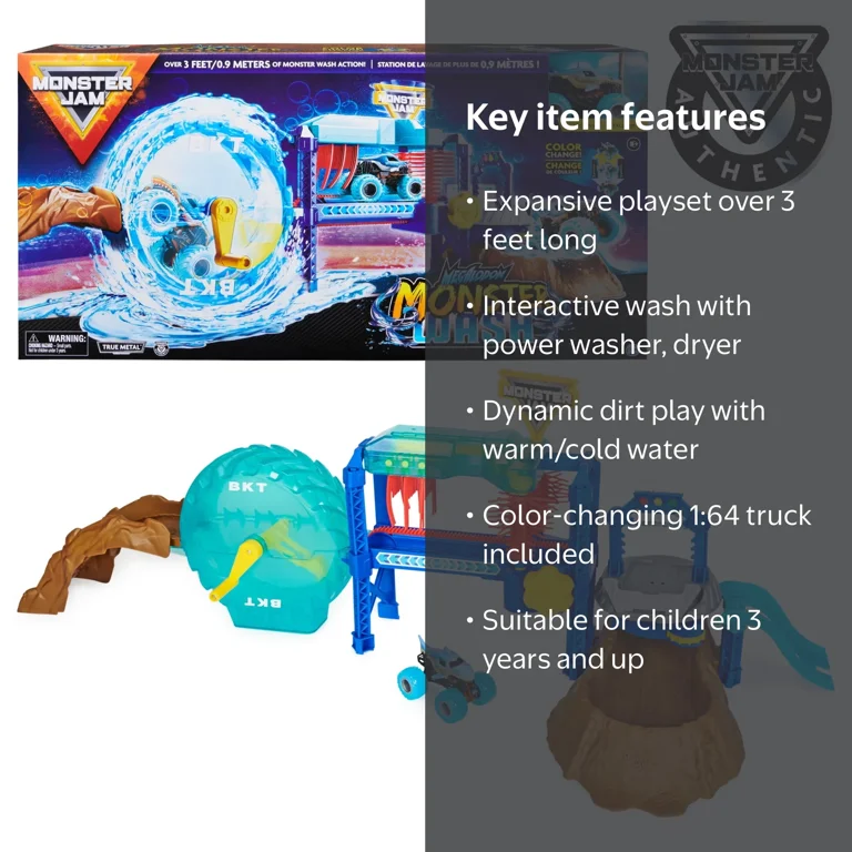 【セール‼️Monsterjamガレージ＋Megalodonwashまとめ売り） Monster Jam, Megalodon Monster Wash Color-Changing Playset for