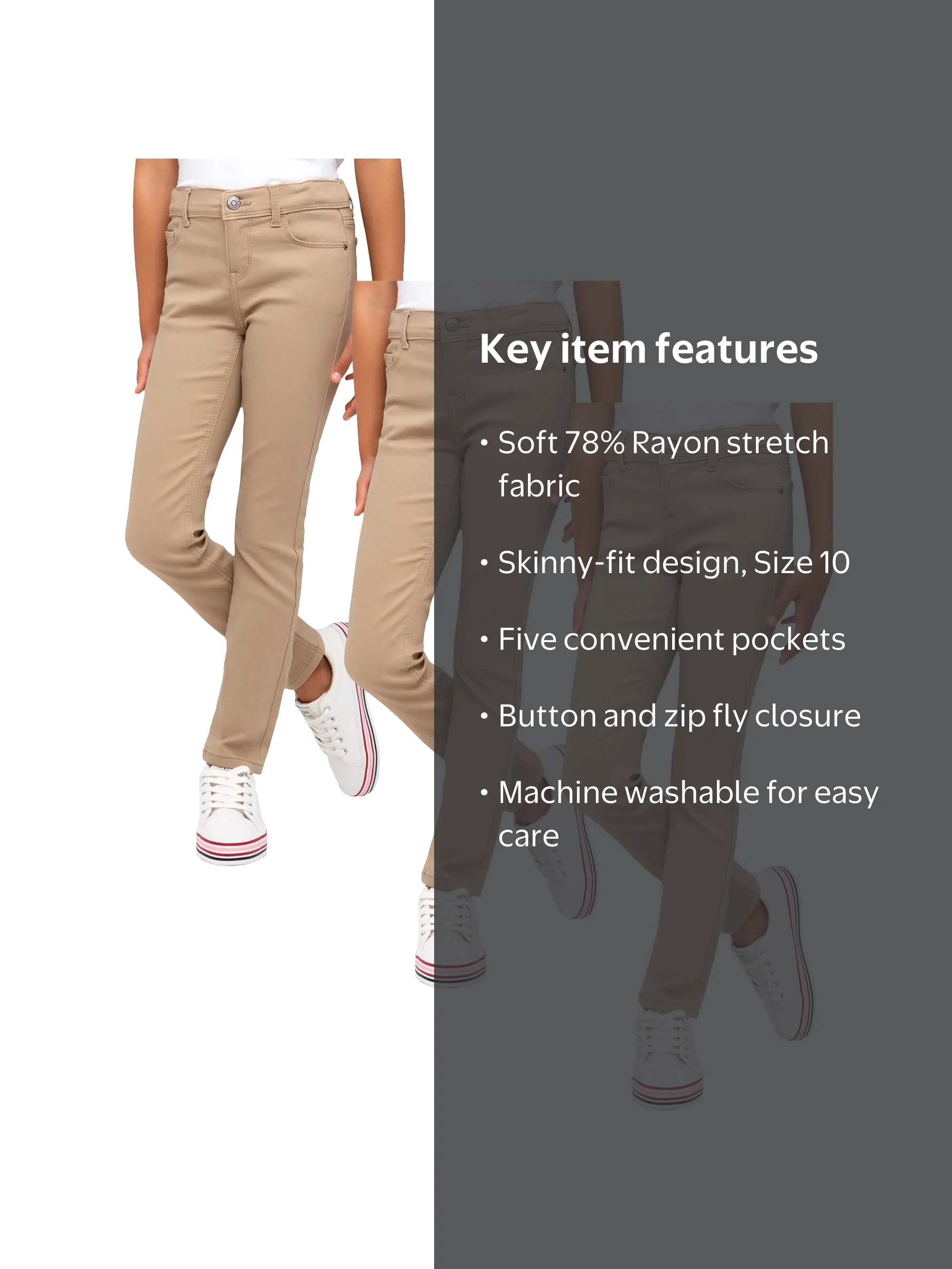 Galaxy by Harvic, Beige Soft Chino Pants, Size 10, 78% Rayon