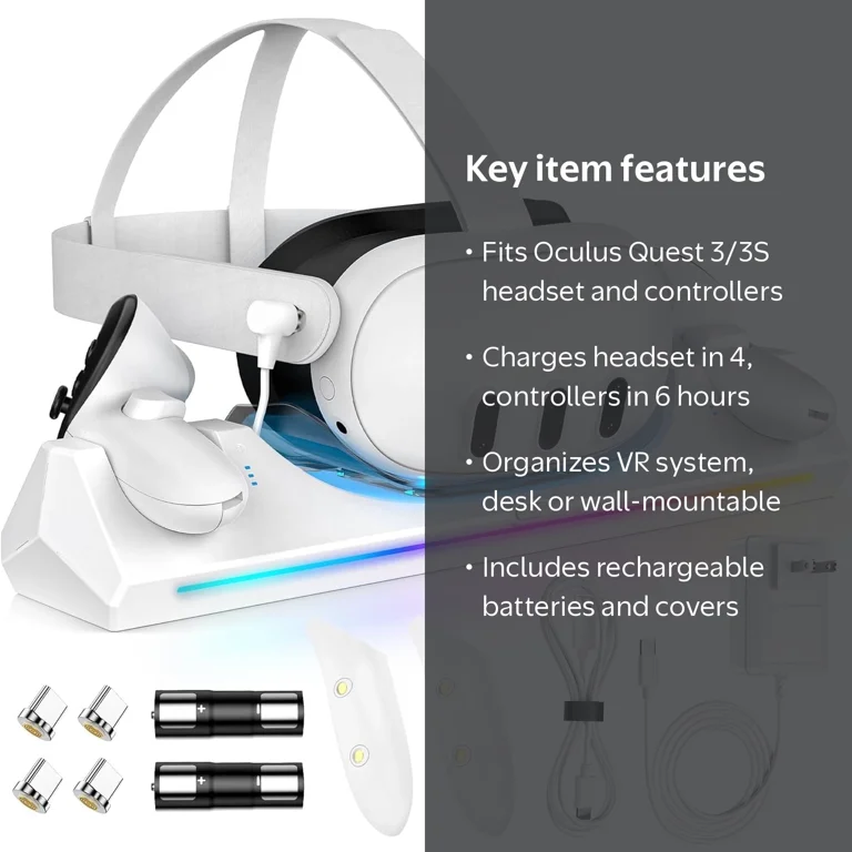 Prociv, Charging Dock for Oculus Quest 3, Magnetic USB-C Station