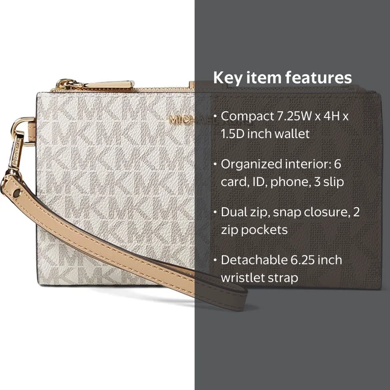 Michael Kors Women's Jet Set Wallet Phone, Double Zip Wristlet