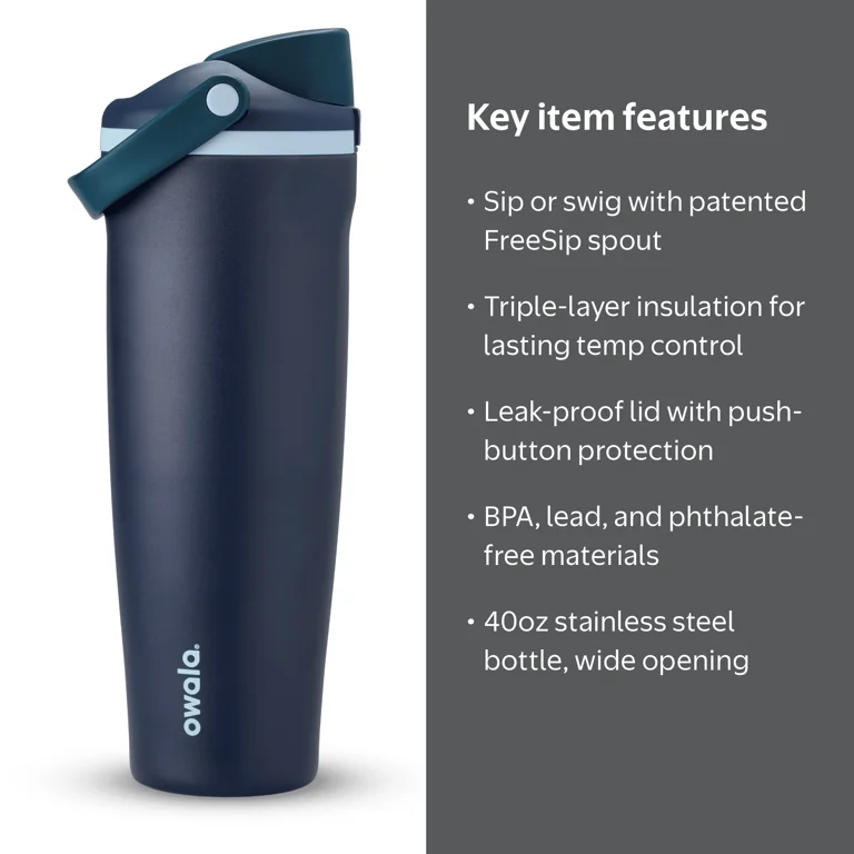 Owala 40oz FreeSip® Sway Stainless Steel - Sea Captain - Walmart.com