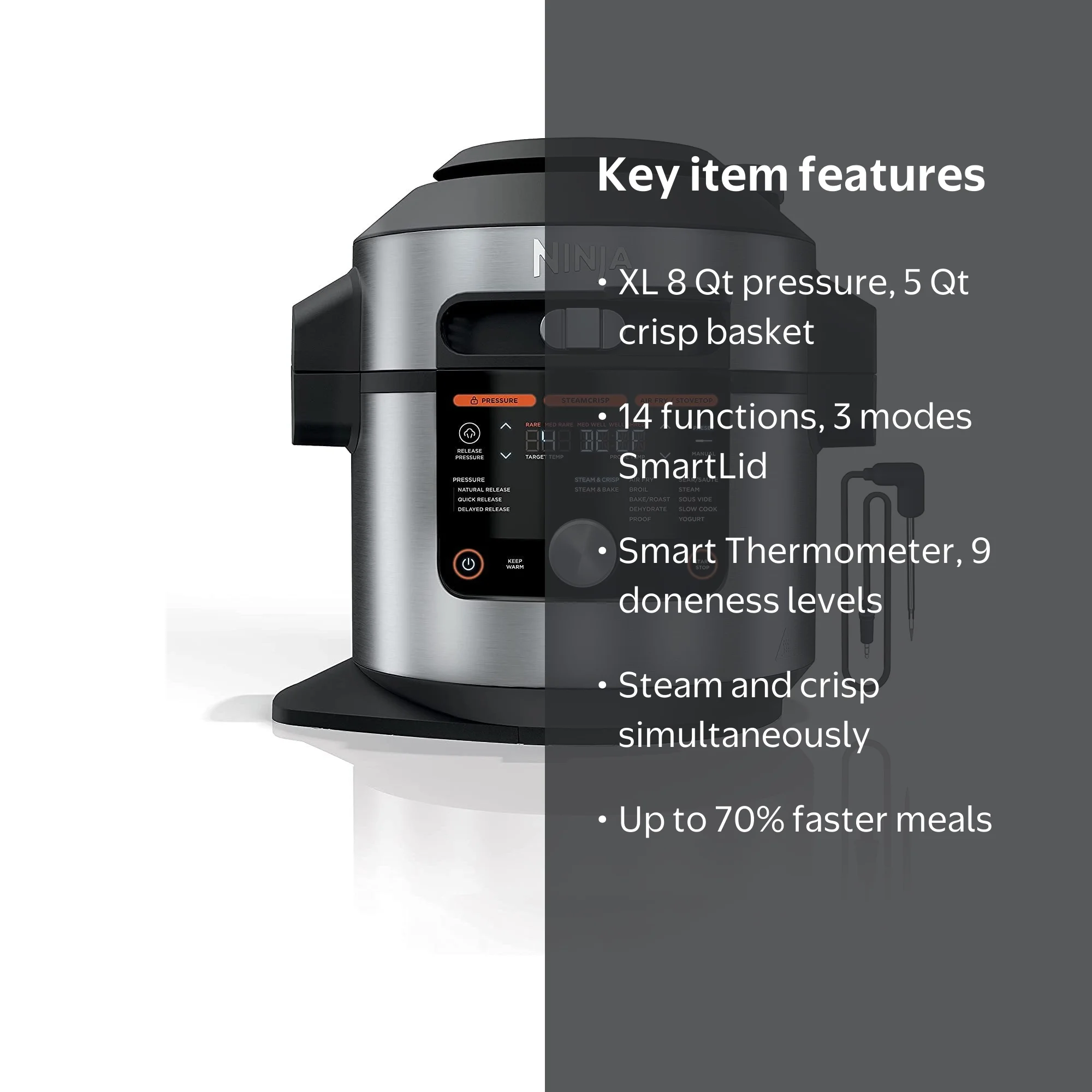 Ninja Foodi 14-in-1 SMART XL 8 Qt. Pressure Cooker, Steam Fryer