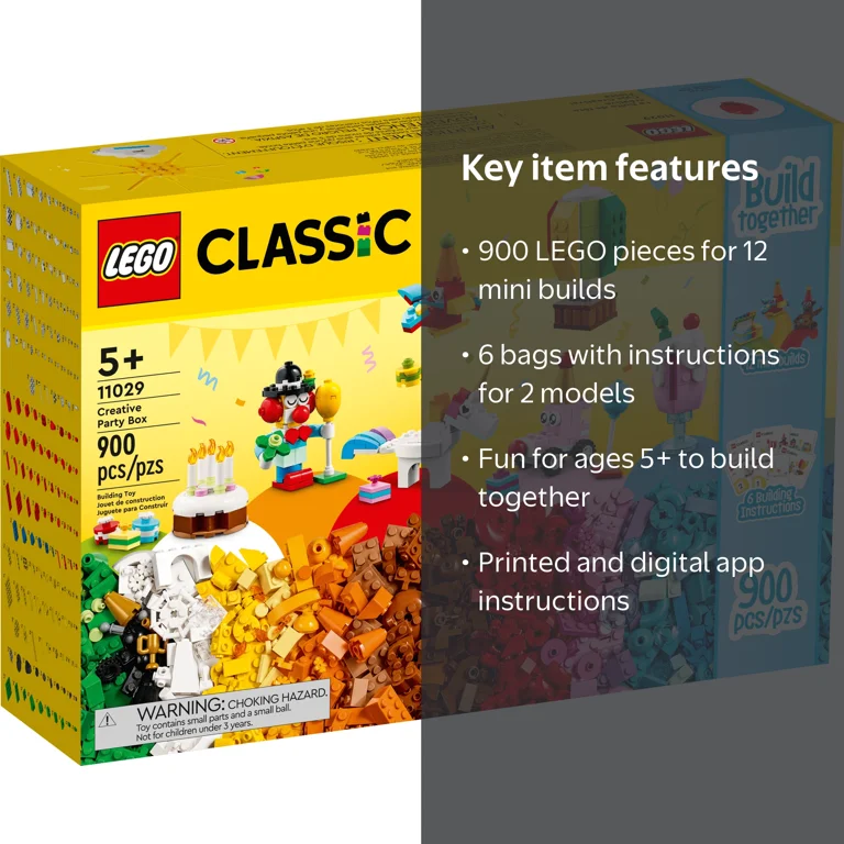LEGO Classic Creative Party Box 11029, 900 Pieces, Includes 12 