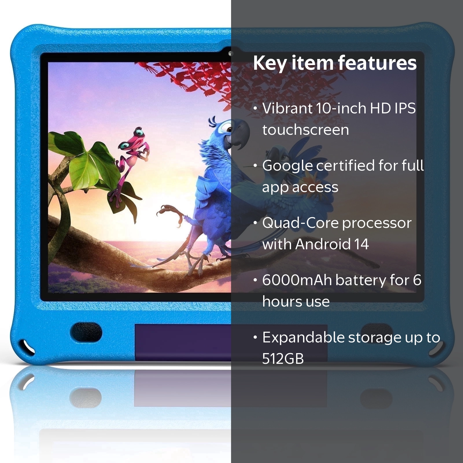 Android 14 Kids Tablet 10.1 inch with Case, 3GB RAM 64GB, IPS