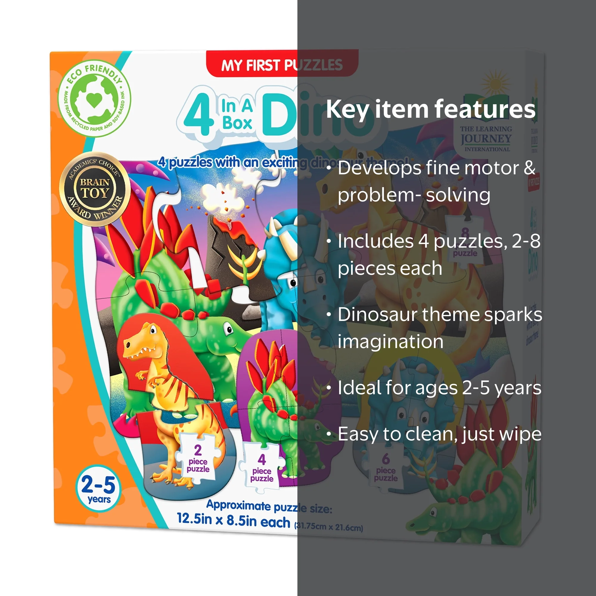 The Learning Journey My First Puzzles - 4 In A Box - Dino: 20 Pcs