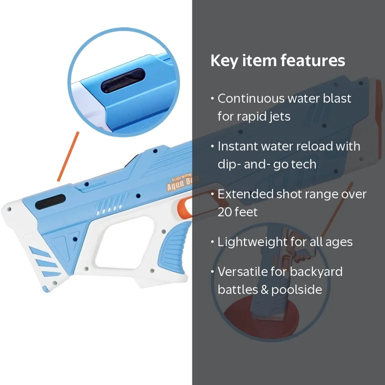 Free Shipping! Supreme Sports Aqua Bolt Water Gun, Electric