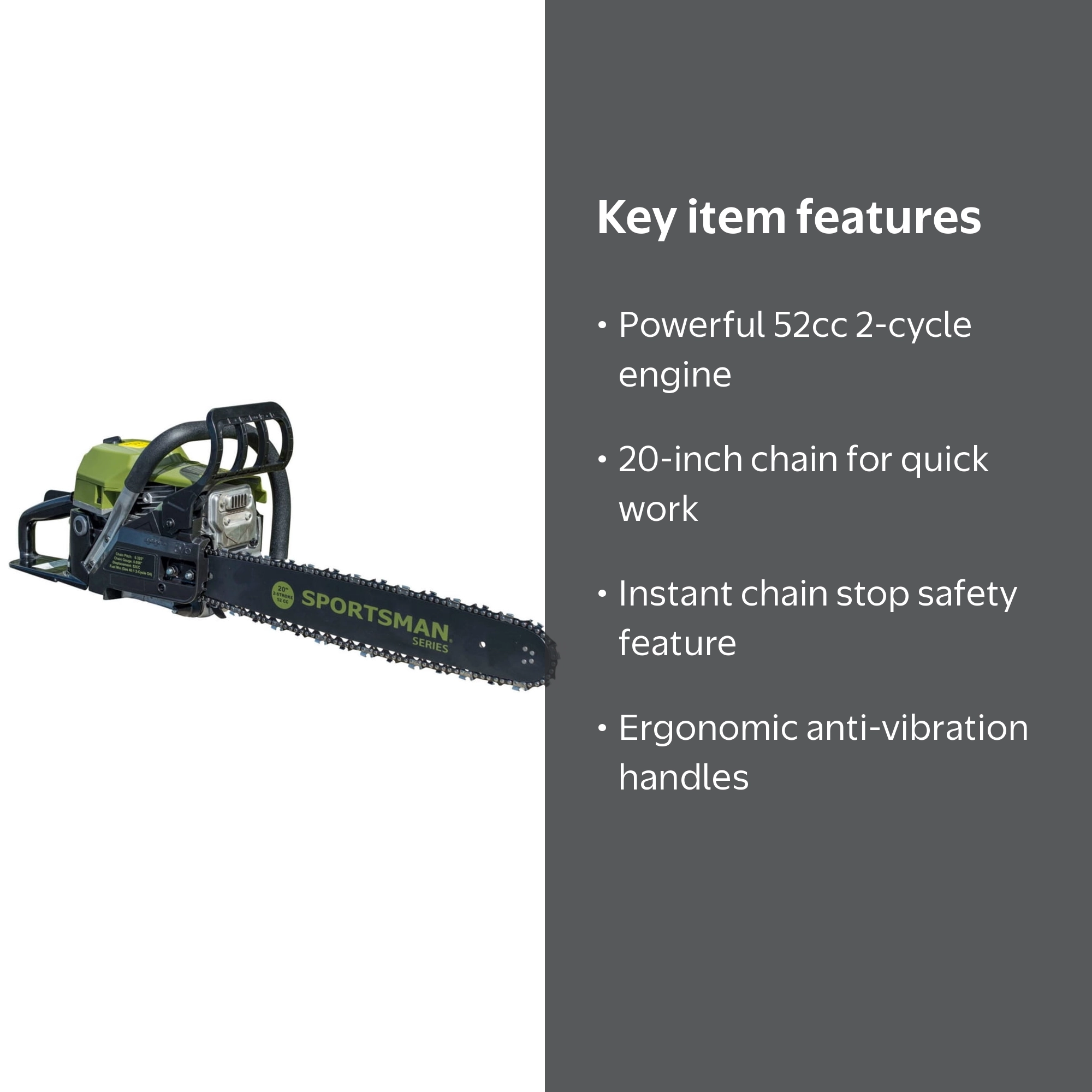 数量限定55％引！V-008★NSG-G2322-55 85cm northwa Sportsman Series 20 in. 52 CC Gas 2-Stroke Rear Handle Chainsaw