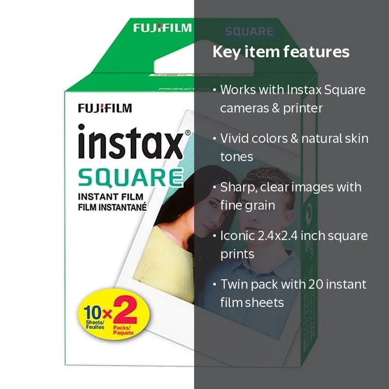 Fujifilm, INSTAX SQUARE Fuji Instant Film, 20 Photo Sheets
