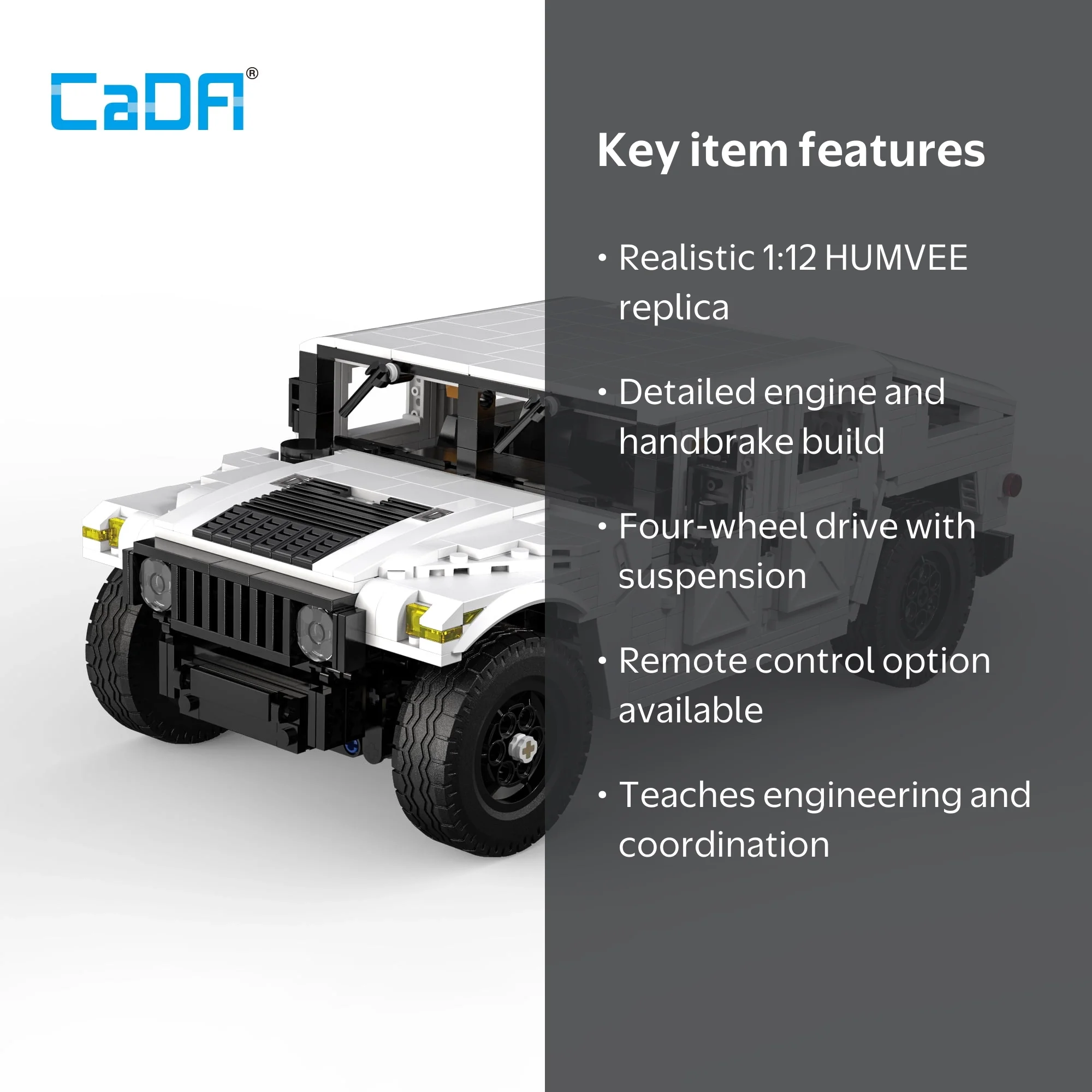 Collectible HUMVEE SUV CaDA Building Block Model - 1:12 Scale