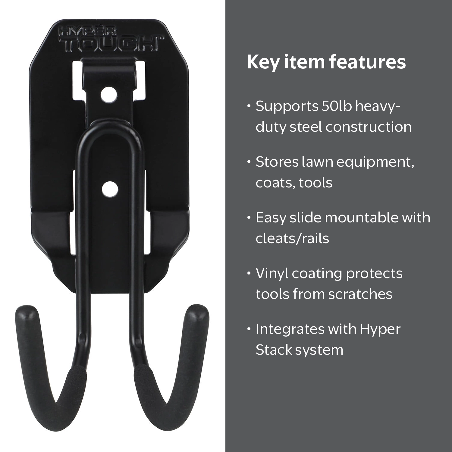Hyper Tough Heavy Duty Steel Garage Storage J Hook Black supports