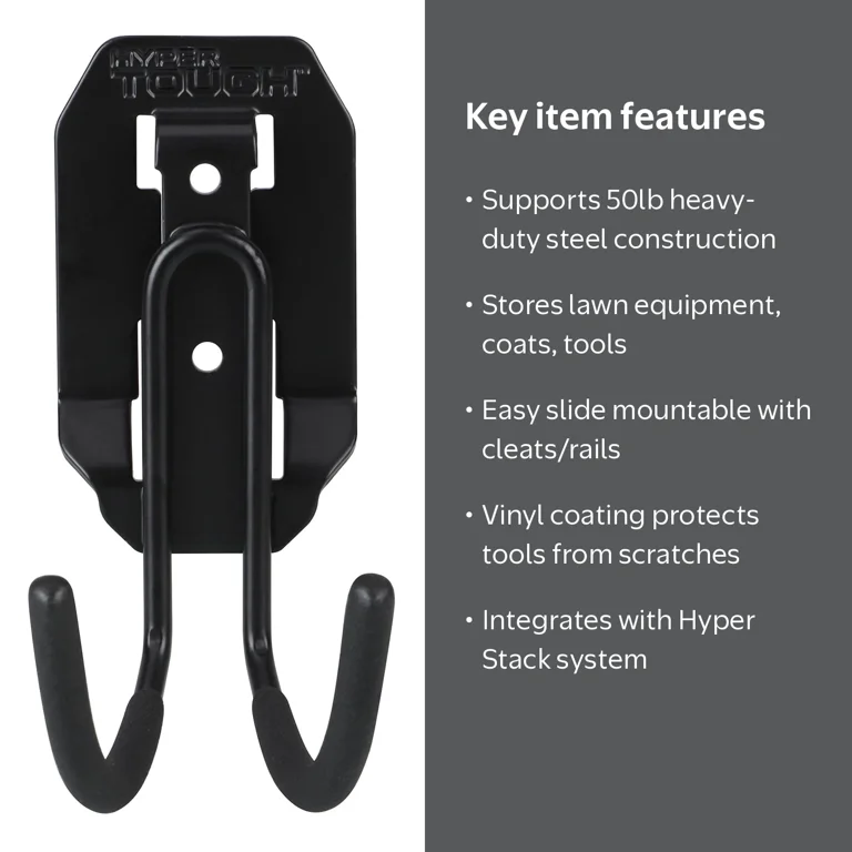Hyper Tough Heavy Duty Steel Garage Storage J Hook Black supports