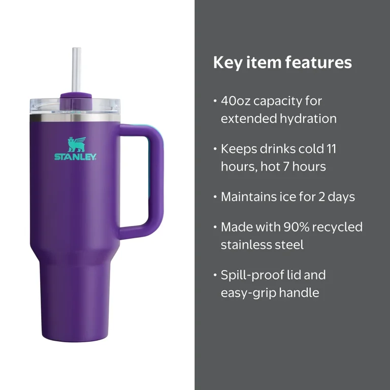 Stanley Quencher Flowstate 40oz Deep Purple Tumbler - Walmart.com