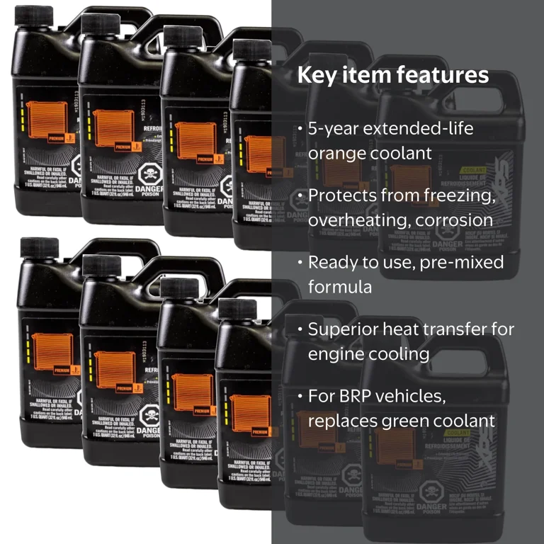 Ski-Doo XPS Extended Life Pre-Mixed Coolant, Orange, 12 Quarts