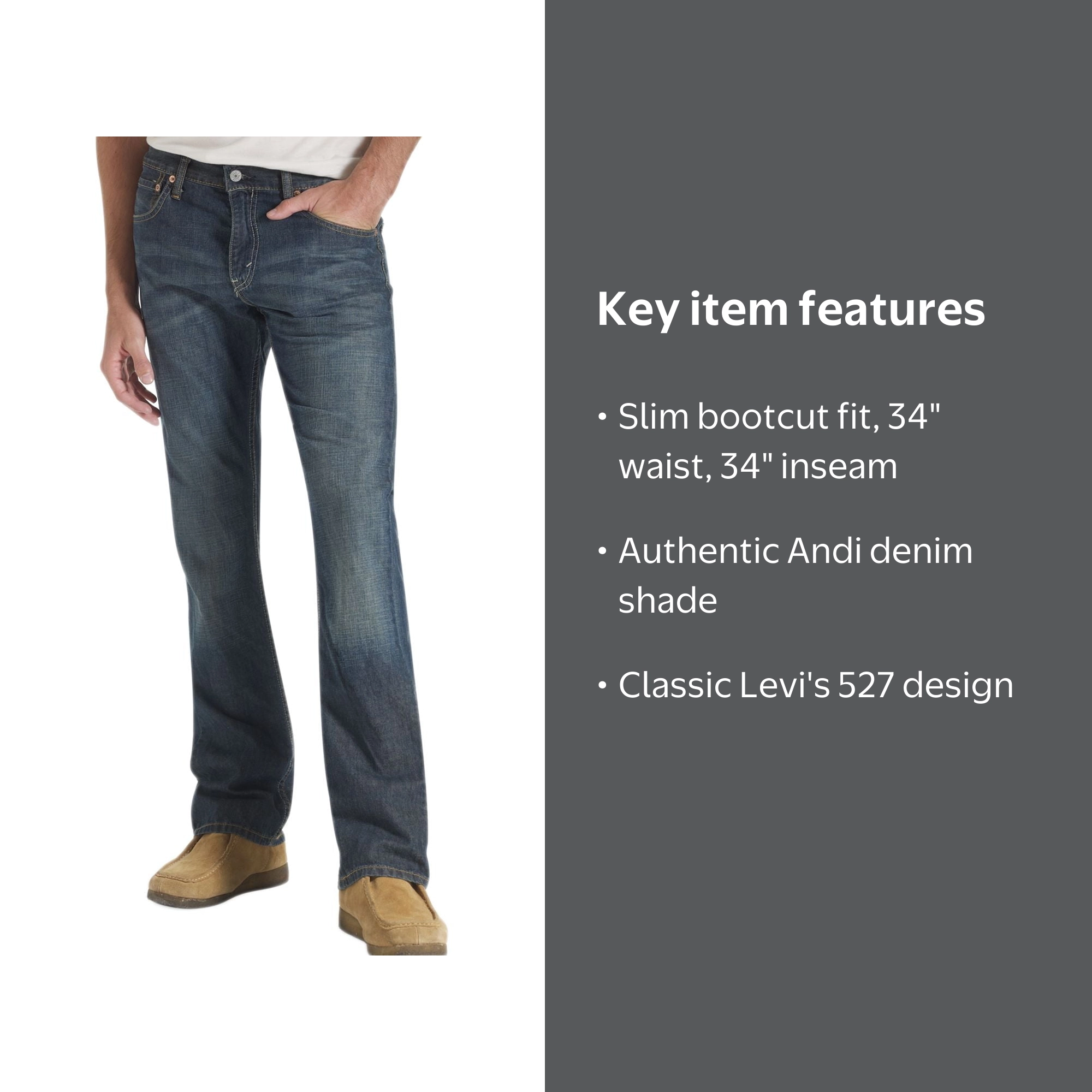 Men's Levi's® 527™ Slim Bootcut Jeans Color: Andi Size: 34X34