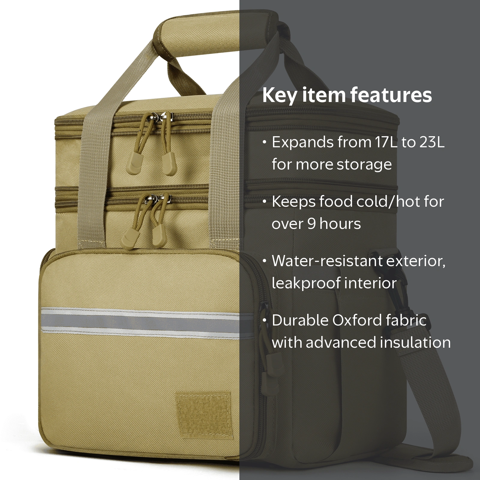 GPED Large Capacity Lunch Box for Men, 24L Expandable Insulated