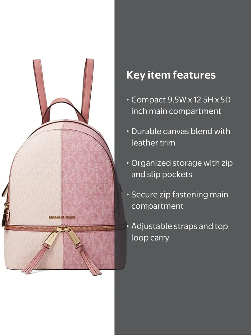 Michael Kors Womens Rhea Zip Medium Backpack Smokey Rose Multi 2