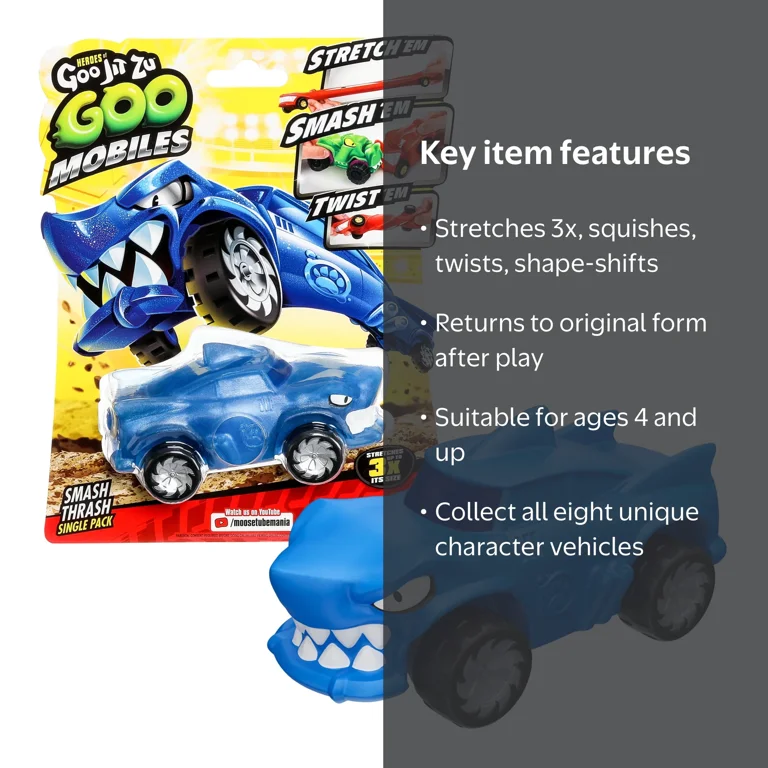 Goo Jit Zu, Goo Mobiles Car Single Pack, Smash Thrash, Ages 4+