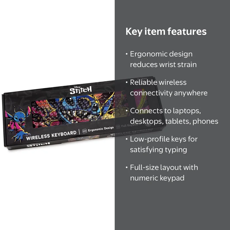 Disney Lilo And Stitch Wireless Ergonomic Keyboard: Electronics