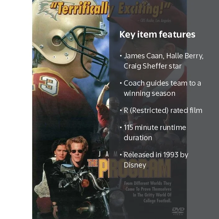 Walt Disney Video - The Program: Drama Movie (DVD) Starring James
