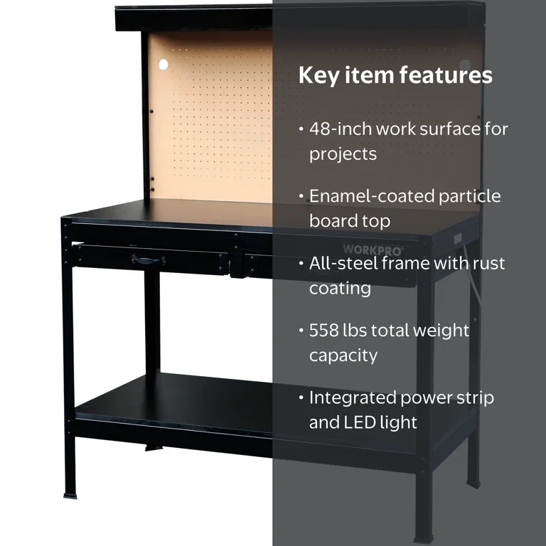 WORKPRO Multi-Purpose 48-inch Workbench with Work Light, 3302