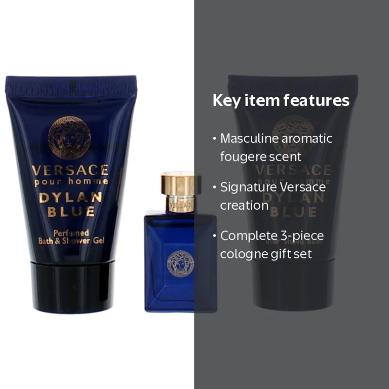 Versace, Dylan Blue Pour Homme Cologne Gift Set, 3 Pieces Versace, Dylan Blue Pour Homme Cologne Gift Set, 3 Pieces