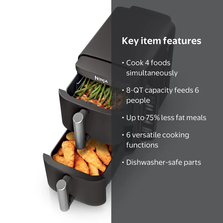 Ninja, DoubleStack 2-Basket Air Fryer, 8 QT, Family Size - Walmart.com