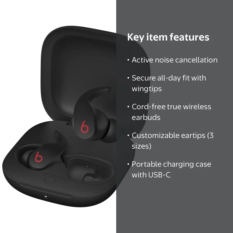 Beats by Dr. Dre, Noise Cancelling Wireless Earbuds, Black, One