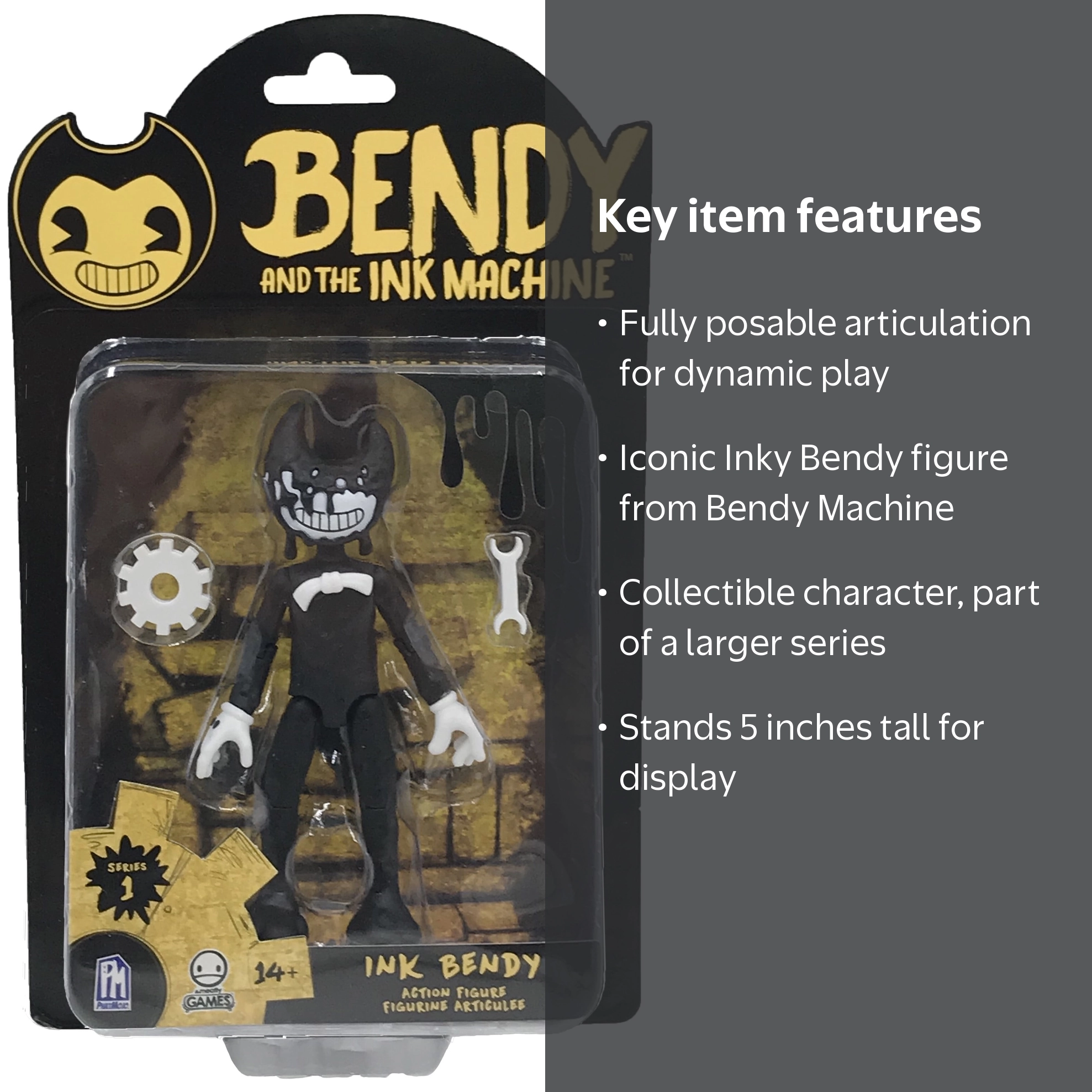 Bendy and the Ink Machine, Inky Bendy Action Figure, 5 inch, Black