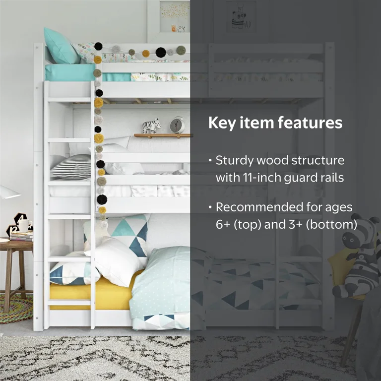 Better Homes & Gardens Tristan Kids' Convertible Triple Bunk Bed