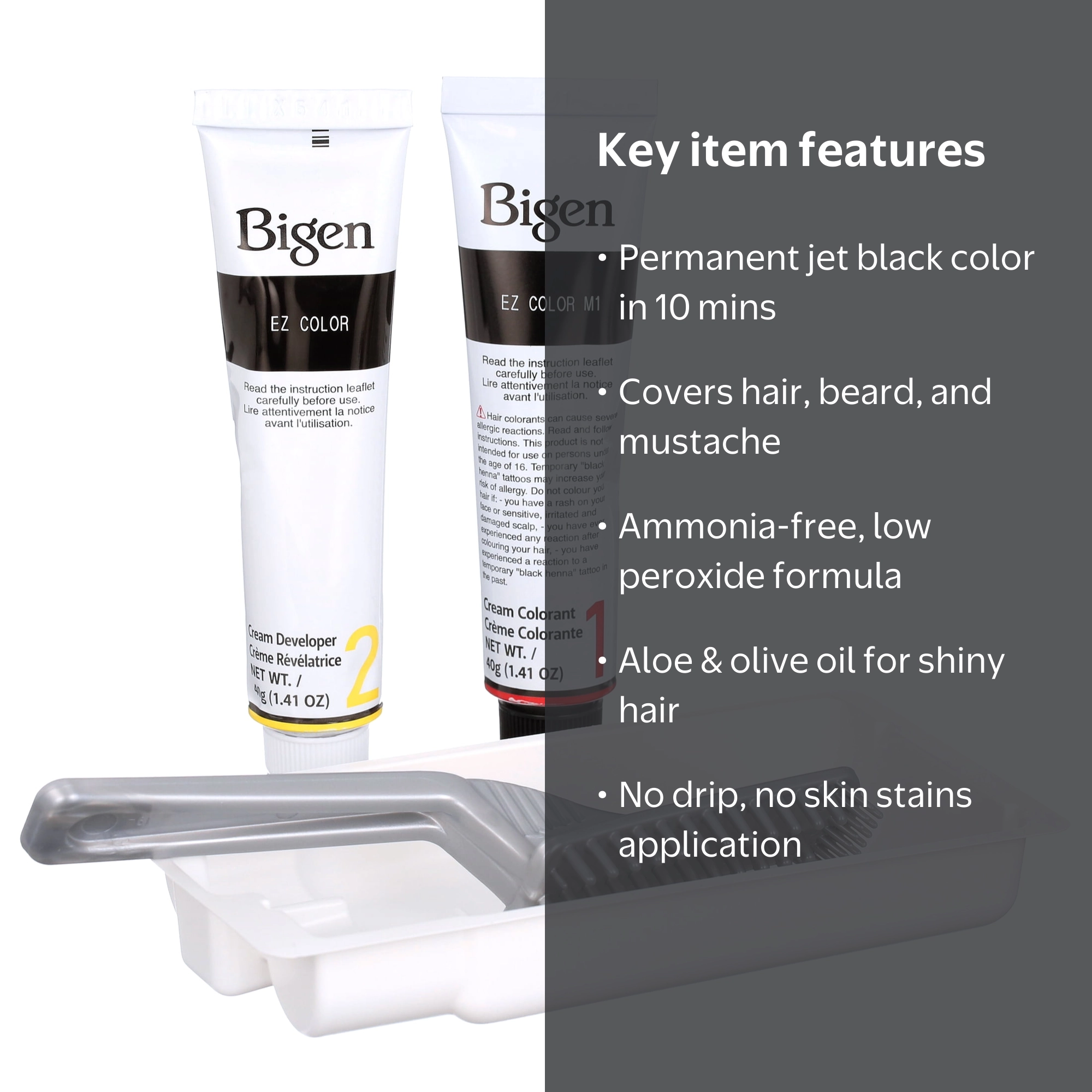 Bigen, EZ Color for Men, Jet Black M1, Permanent Hair Color