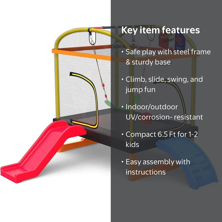 LANGXUN 6.5Ft 7-in-1 Rectangle Trampoline for Kids Indoor Outdoor