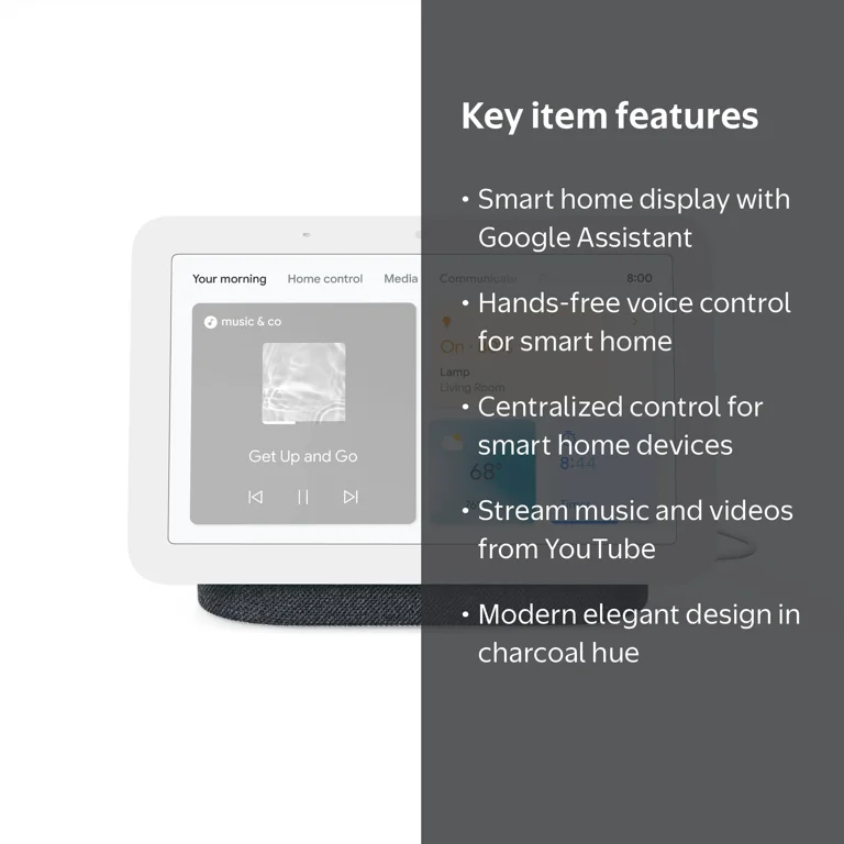 Google Nest Hub 2nd Gen - Charcoal, Smart Home Display with Google