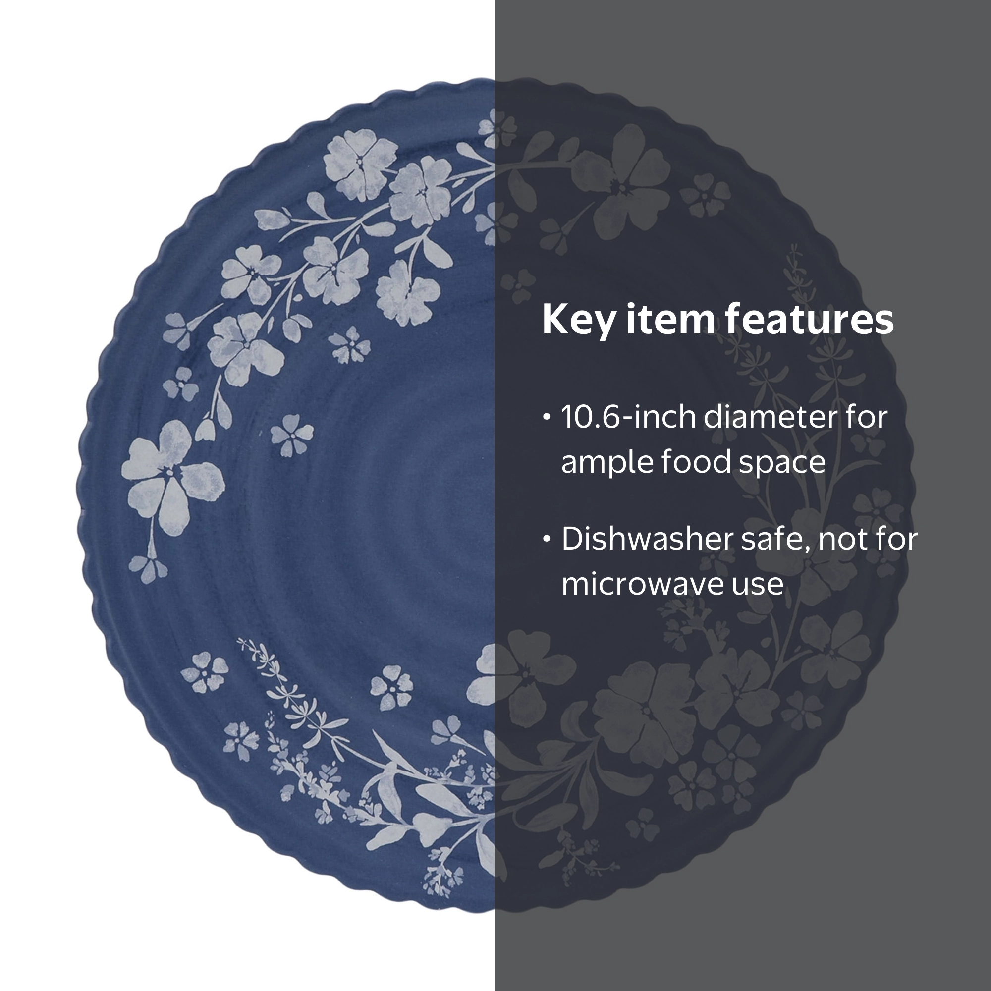 The Pioneer Woman Daisy Bamboo Melamine Dinner Plate, Blue, 10.6