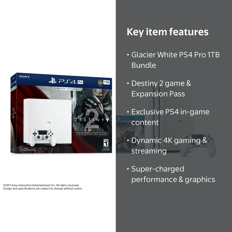 PlayStation 4 Pro 1TB Limited Edition Destiny 2 Bundle, White