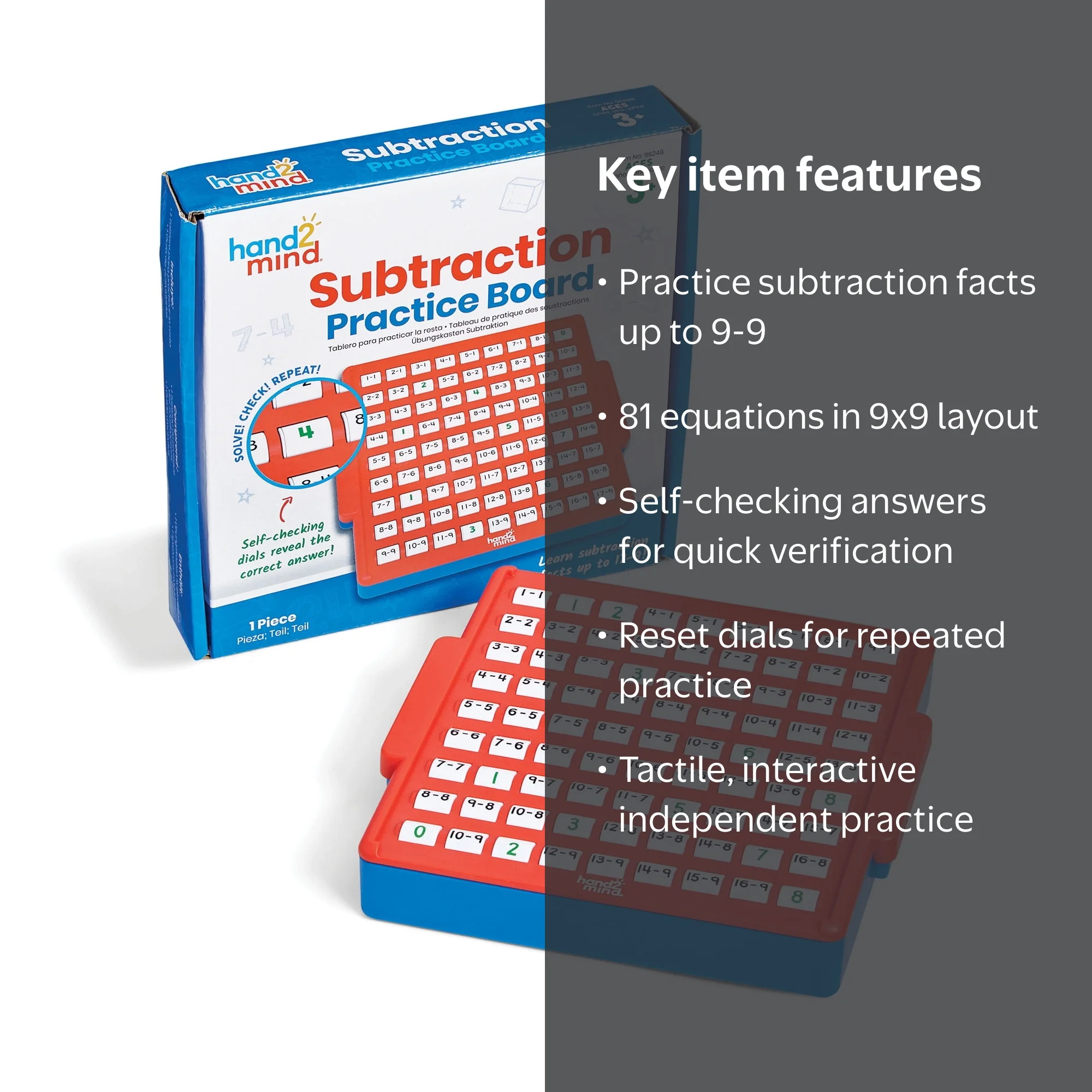hand2mind Subtraction Practice Board, Educational Math Games for