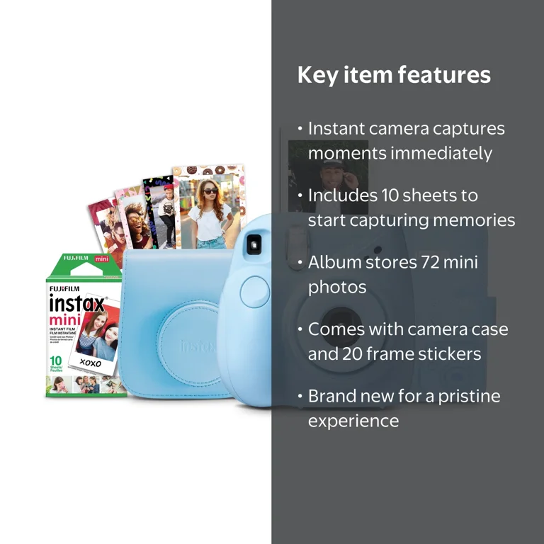 Fujifilm INSTAX Mini 7+ Instant Camera Bundle: 10-Pack Film, Album
