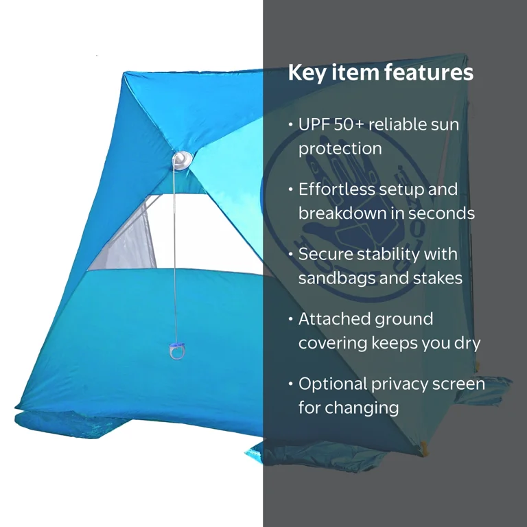 Body Glove 2-Person Pop-Up Beach Tent Shelter with UV Sun