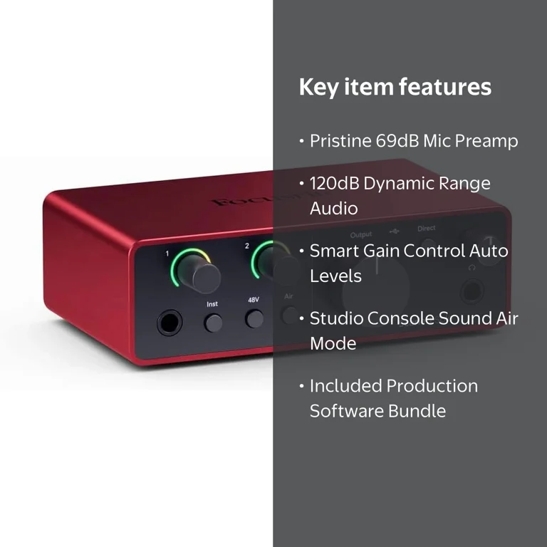 Focusrite Scarlett 2i2 4th Gen USB Audio Interface, Studio Quality
