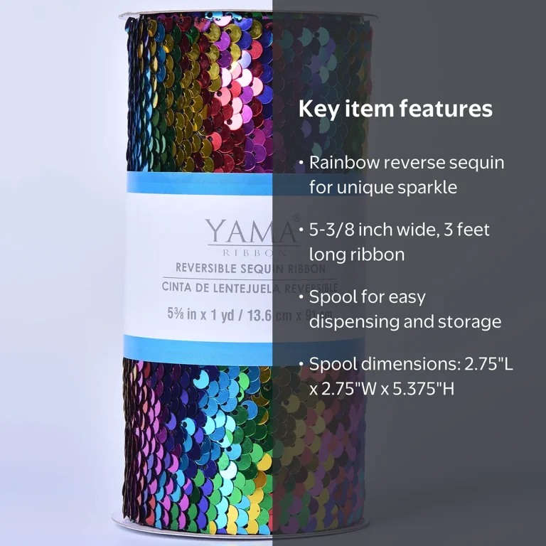ウリボー様 Yama Ribbon, 5-3/8inch Reverse Sequin Ribbon Rainbows - Walmart.com
