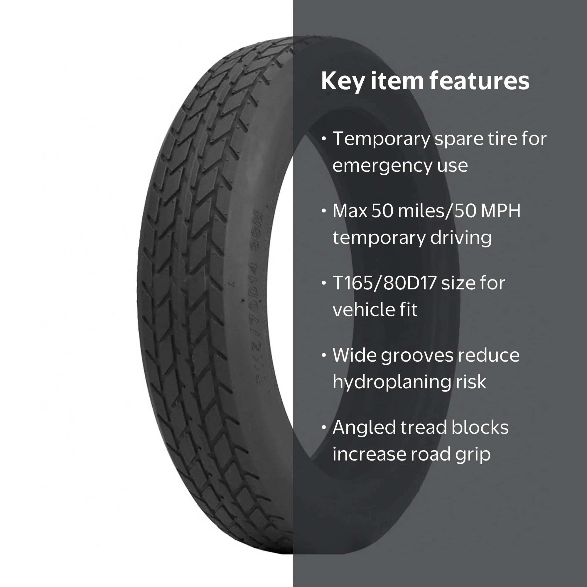 Yokohama Y870 Temporary Spare Tire T165/80D17 104M, Lightweight