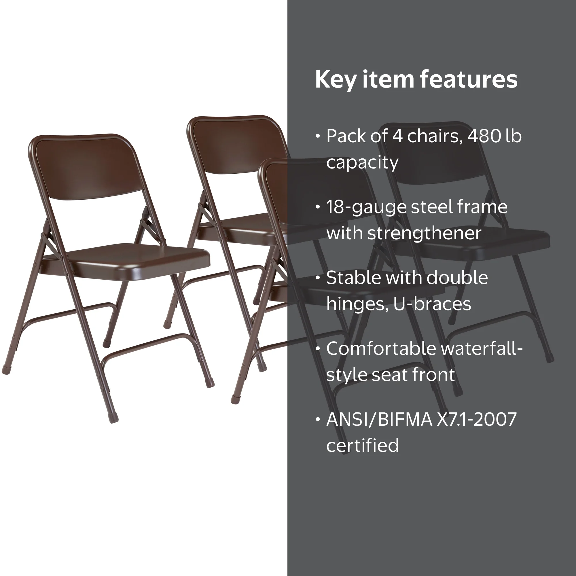 Pack of 4) NPS® 200 Series Premium All-Steel Double Hinge Folding